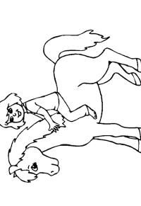 Ausmalbild junges Mädchen reitet auf Pferd  