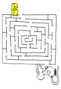 Ausmalbild Käse Maus Labyrinth  