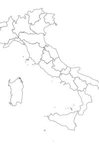 Ausmalbild Karte von Italien  