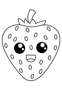 Ausmalbild Kawaii Erdbeere  