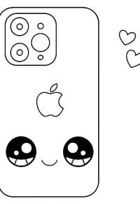 Ausmalbild Kawaii iPhone  
