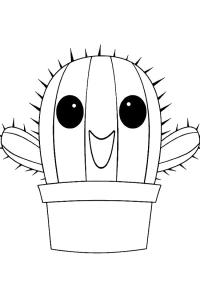 Ausmalbild Kawaii Kaktus  