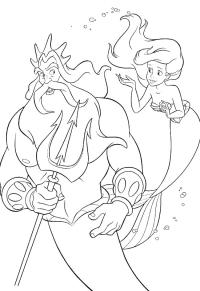 Ausmalbild König Triton und Arielle  
