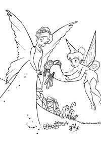 Ausmalbild Königin Clarion und Tinkerbell  