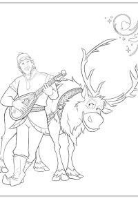 Ausmalbild Kristoff und sein Rentier Sven  