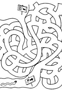 Ausmalbild Labyrinth Wurm  