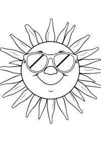 Ausmalbild Lachende Sonne mit Sonnenbrille  