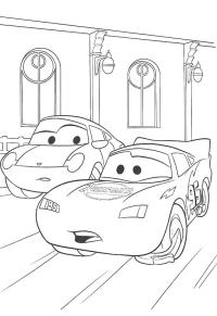 Ausmalbild Lightning McQueen und Sally  