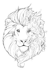 Ausmalbild Löwe Mandala Tattoo  