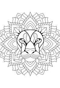 Ausmalbild Löwen Mandala  