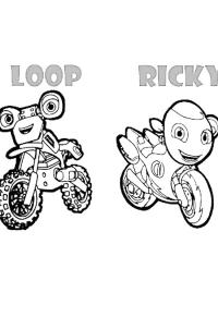 Ausmalbild Loop und Ricky  