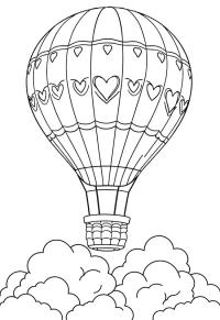 Ausmalbild Luftballon in den Wolken  