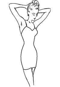 Ausmalbild Mädchen im langen Kleid  