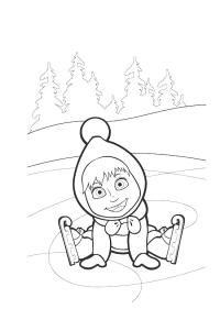 Ausmalbild Masha läuft Schlittschuh  