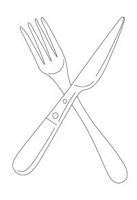Ausmalbild Messer und Gabel  
