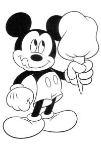 Ausmalbild Micky Maus isst ein Eis  