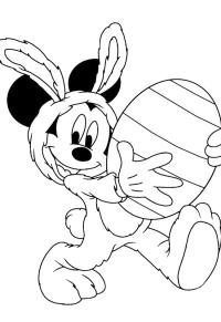 Ausmalbild Micky Maus mit Osterei  