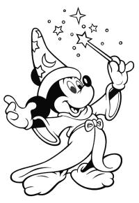 Ausmalbild Micky Maus Zauberer  