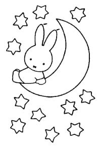 Ausmalbild Miffy auf dem Mond  