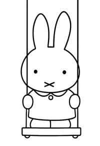 Ausmalbild Miffy auf der Schaukel  