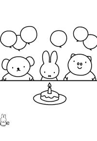 Ausmalbild Miffys Geburtstag  