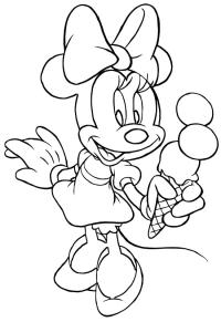 Ausmalbild Minni Maus isst ein Eis  