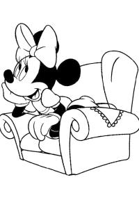 Ausmalbild Minnie Maus auf der Couch  