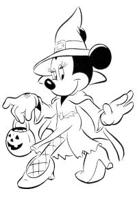 Ausmalbild Minnie Maus Halloween  