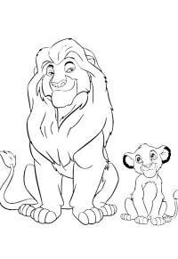 Ausmalbild Mufasa und Simbaa  
