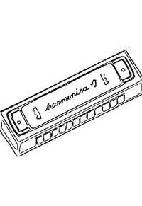 Ausmalbild Mundharmonika  