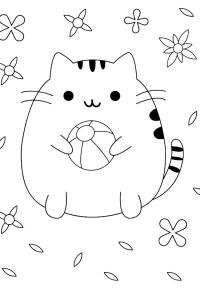 Ausmalbild Niedliche Pusheen mit einem Ball  