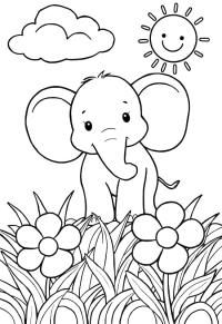 Ausmalbild Niedlicher Elefant  