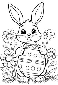 Ausmalbild Osterhase mit Ostereiern  
