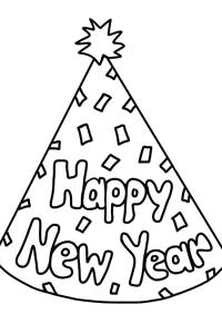 Ausmalbild Partyhut Neujahr  