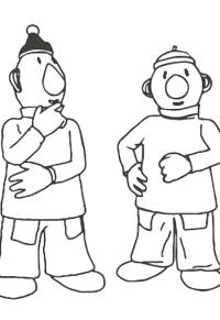 Ausmalbild Pat und Mat denken nach  