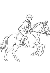 Ausmalbild Pferd mit Reiter im Galopp  