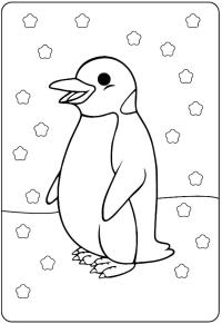 Ausmalbild Pinguin im Schnee  