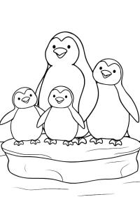 Ausmalbild Pinguinfamilie  