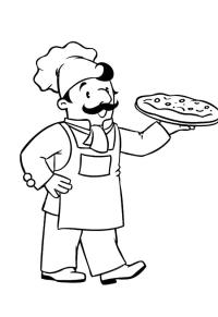 Ausmalbild Pizzabäcker  
