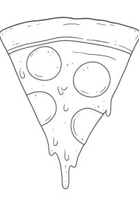Ausmalbild Pizzastück mit Peperoni  