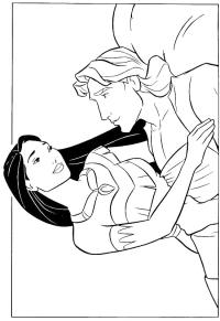 Ausmalbild Pocahontas und John Smith  