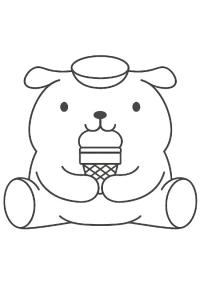 Ausmalbild Pompompurin isst ein Eis  