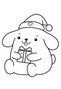 Ausmalbild Pompompurin mit Weihnachtsmütze  