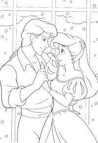 Ausmalbild Prinz Erik und Arielle  