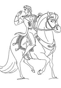Ausmalbild Prinz Hans auf seinem Pferd  