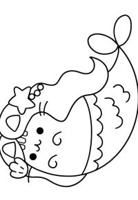 Ausmalbild Pusheen Meerjungfrau  