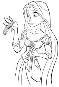 Ausmalbild Rapunzel mit Krone  