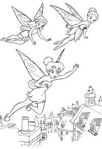 Ausmalbild Rosetta, Klara und Tinkerbell  