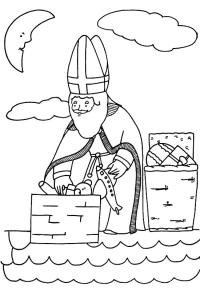 Ausmalbild Sankt Nikolaus auf dem Dach  