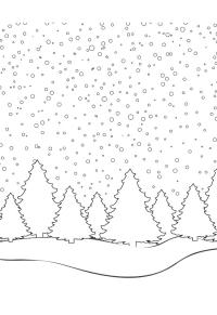 Ausmalbild Schneelandschaft  